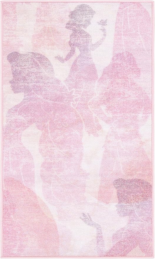 SAFAVIEH Disney Princess Collection Machine Washable Slip Resistant 2'3" x 3'9" Pink/Purple DSN507U Kids Bedroom Nursery Playroom Area Rug