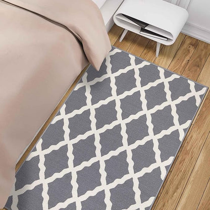 Machine Washable Moroccan Trellis Design Non-Slip Rubberback 3x5 Traditional Indoor Area Rug for Living Room, Bedroom, Kitchen, 3'3" x 5', Gray