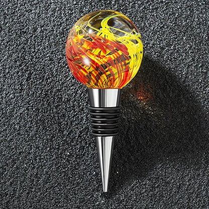 Murano Glass Wine Stoppers, Reusable Wine Bottle Stopper Champagne Stoppers, Perfect Kitchen Wine Decor Wine Accessories Gifts for Men and Women (yellow)
