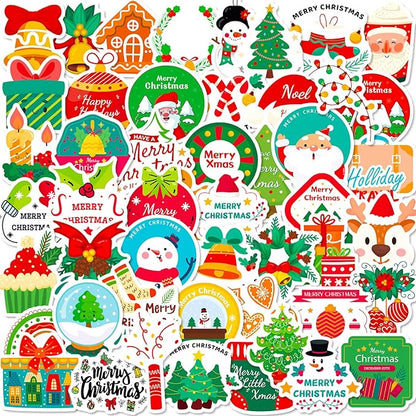 Christmas Stickers 50PCS, Lifany Christmas Stickers for Kids and Teens, Vinyl Stickers for Students Stocking Stuffers Christmas Party Favors,Christmas Crafts for Kids
