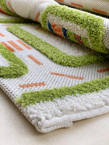 IVI Thick 3D Childrens Play Mat & Rug in A Colorful Town Design for Kids with Soccer Field, Car Park & Roads, Green, 32 x 45 inches