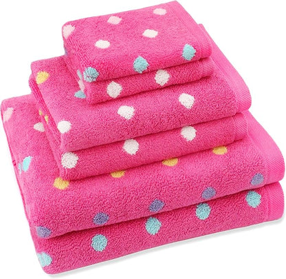 6 Piece Towel Set - Bath Time Sugar & Spice - 2 Towels, 2 Hand Towels, 2 Washcloths in Bonus Tote Bag - 100% Cotton Jacquard Soft Absorbent Pool Beach Towel Gift - Pink Multicolor
