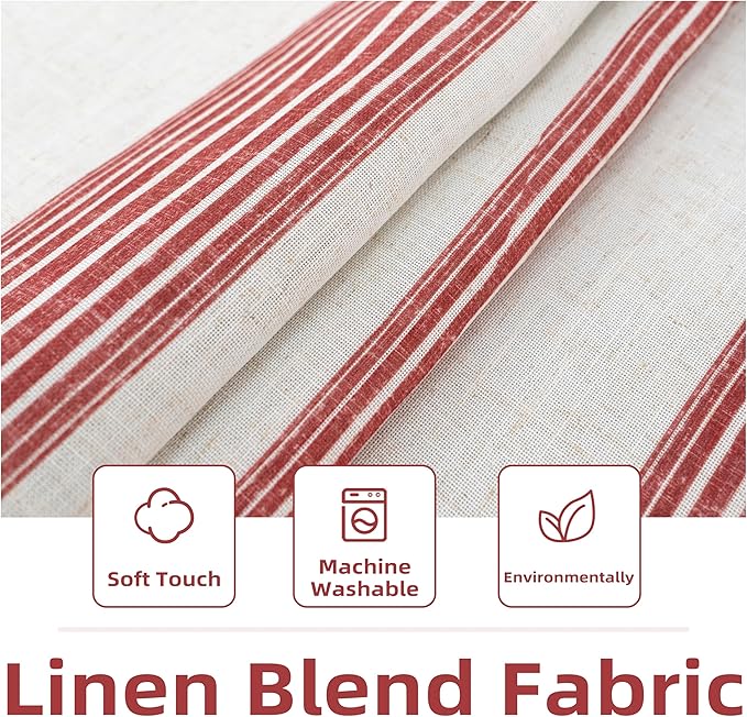 DriftAway Chris Linen Lined Valance Double Layer Thermal Insulated Room Darkening Blackout Valances 3 Inch Rod Pocket Vertical Striped Kitchen Valance for Bathroom 52 Inch by 18 Inch Red