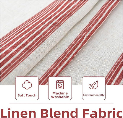 DriftAway Chris Linen Lined Valance Double Layer Thermal Insulated Room Darkening Blackout Valances 3 Inch Rod Pocket Vertical Striped Kitchen Valance for Bathroom 52 Inch by 18 Inch Red