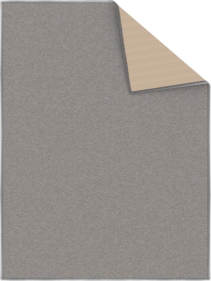 Machine Washable Modern Solid Design Non-Slip Rubberback 2x3 Traditional Area Rug for Entryway, Bedroom, Kitchen, Bathroom, 2'3" x 3', Gray