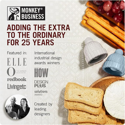 Monkey Business Beanie Wine Stopper | 2 Wine Stoppers in 1 Pack | Cute Wine Accessories | Fun Kitchen Gadgets | Wine Stoppers for Wine Bottles | Knit-Beanie-Shaped Wine Bottle Stopper w/a Pom-Pom