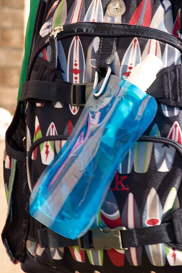 Clever Creations Collapsible Sports Water Bottle 3 Pack, Foldable Leak Proof Travel Bottles for Camping and Hiking, 480 mL Capacity, Blue, Orange, and Green