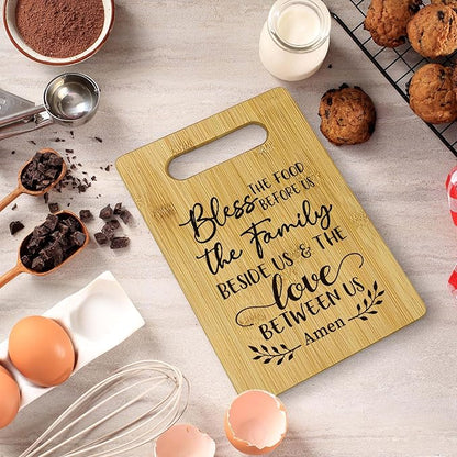 Bless the Food Before Us Cutting Boards for Kitchen, House Warming Gifts, Christian Religious Bamboo Cutting Board, Christian Decorative Cutting Boards for Kitchen, Bible Verse Gifts for Women