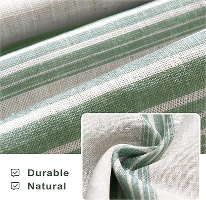 DriftAway Chris Linen Lined Valance Double Layer Thermal Insulated Room Darkening Blackout Valances 3 Inch Rod Pocket Vertical Striped Kitchen Valance for Bathroom 52 Inch by 18 Inch Green