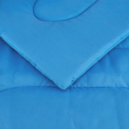 Amazon Basics 7 Piece Microfiber Kid's Bed-in-a-Bag Bedding Set, Full/Queen, Blue, Solid