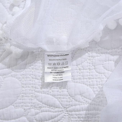 Akiky Pom Pom Canopy Bed Curtains Princess Bed Canopy Scarf for Full/Queen Metal Bed Frame,Wood Frame Bed-2 Panel Sheer Canopy Curtain(White)