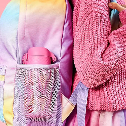 Ion8 Kids Water Bottle, Steel 400 ml/13 oz, Leak Proof, Easy to Open, Secure Lock, Dishwasher Safe, Flip Cover, Carry Handle, Easy Clean, Durable, Scratch Resistant, Raised Print, Ice Creams Design