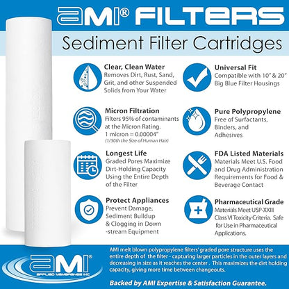 Applied Membranes Inc. 2-Stage Whole-House Water Filter System, 1-Micron and 5-Micron 4.5-Inch by 20-Inch Filters