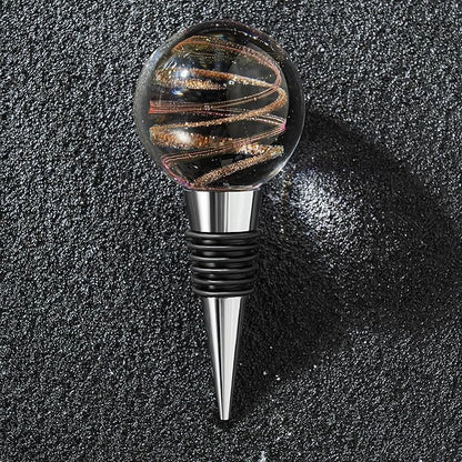 Murano Glass Wine Stoppers, Reusable Wine Bottle Stopper Champagne Stoppers, Perfect Kitchen Wine Decor Wine Accessories Gifts for Men and Women (Brown)