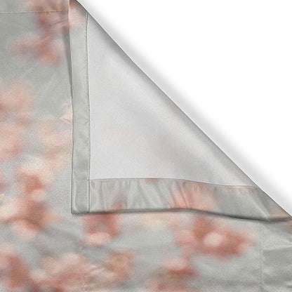 Ambesonne Peach Long Kitchen Curtains, Japanese Scenery Sakura Tree Cherry Blossom Nature Photography Coming of Spring, Two Panels Drapes with Rod Pocket Room Decor, 55" x 45", Burgundy Teal
