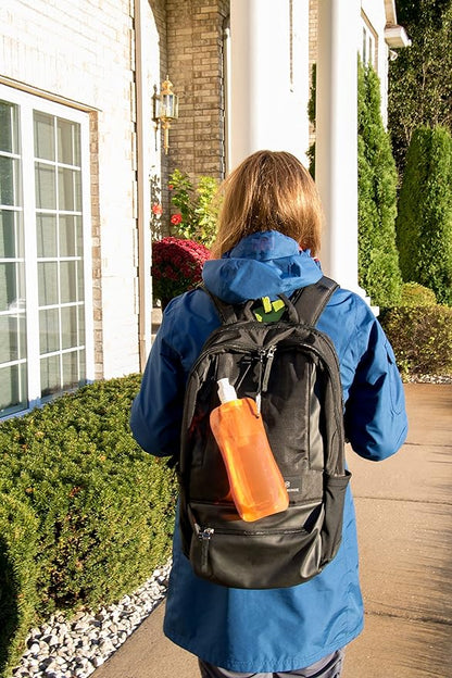 Clever Creations Collapsible Sports Water Bottle 3 Pack, Foldable Leak Proof Travel Bottles for Camping and Hiking, 480 mL Capacity, Blue, Orange, and Green