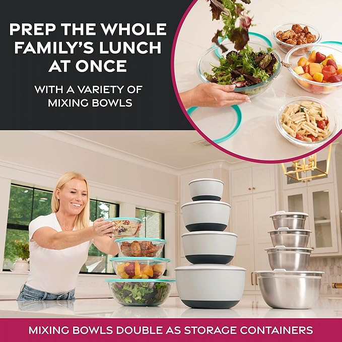 FineDine Stainless Steel Dishware Bowls - Easy To Clean, Nesting Bowls for Space Saving Storage, Great for Cooking, Baking, Prepping, 8 Quarts