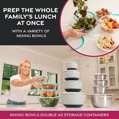 FineDine Stainless Steel Dishware Bowls - Easy To Clean, Nesting Bowls for Space Saving Storage, Great for Cooking, Baking, Prepping, 8 Quarts