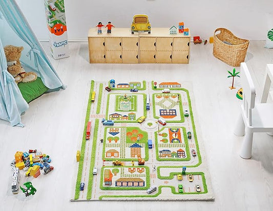 IVI 3D Play Rugs, Traffic Green, 39 x 59 inches