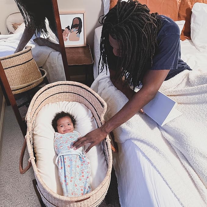 aden + anais, Cotton Knit Baby Wrap, Newborn Wearable Swaddle Blanket, 3 Pack, Multicolor Fairy Tale Flowers, 4-6 Months, Large