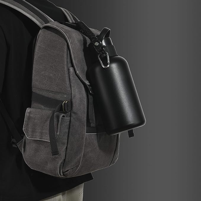 2.0 Paracord Handle for Hydroflask 2.0 Wide & Standard Mouth Water Bottles Carrier with New Ring & Carabiner 12oz, 16oz, 18oz, 20oz, 32oz, 40oz, 64oz (32 oz-40 oz Wide Mouth)