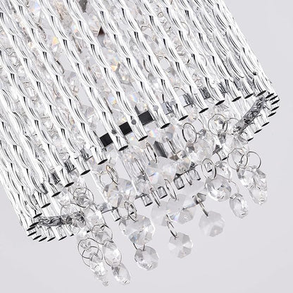 Mini Crystal Pendant Lighting 1 Light Modern Hanging Light Fixtures Small Cylinder Chrome Chandelier for Kitchen Island Dining Room