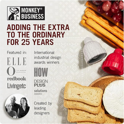 Monkey Business Silicone Wine Stopper | Seals Bottle and Keeps Wine Fresh/Cute Wine Accessories/Kitchen Gadgets/Bowler Hat Bottle Stopper (Set of 2)