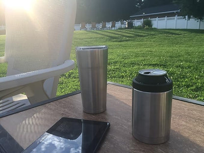 Camco Currituck Stainless Steel Can Holder- Holds 12 oz Drink Cans and Glass Bottles and Much More, Won't Condensate (51863)