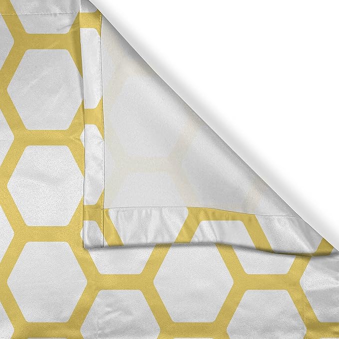 Ambesonne Yellow and White Long Kitchen Curtains, Hexagonal Pattern Honeycomb Beehive Simplistic Geometrical Monochrome, Two Panels Drapes with Rod Pocket Room Decor, 55" x 45", White Yellow