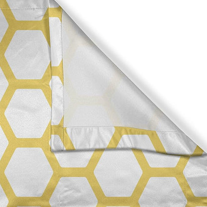 Ambesonne Yellow and White Long Kitchen Curtains, Hexagonal Pattern Honeycomb Beehive Simplistic Geometrical Monochrome, Two Panels Drapes with Rod Pocket Room Decor, 55" x 45", White Yellow