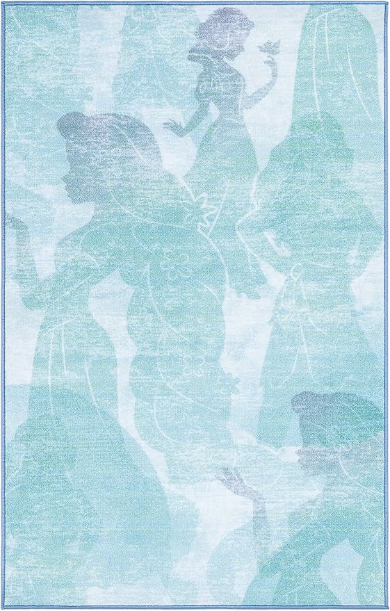 SAFAVIEH Disney Princess Collection Machine Washable Slip Resistant 3' 3" x 5' 3" Light Blue/Turquoise Assurance Kids Bedroom Nursery Playroom Area Rug