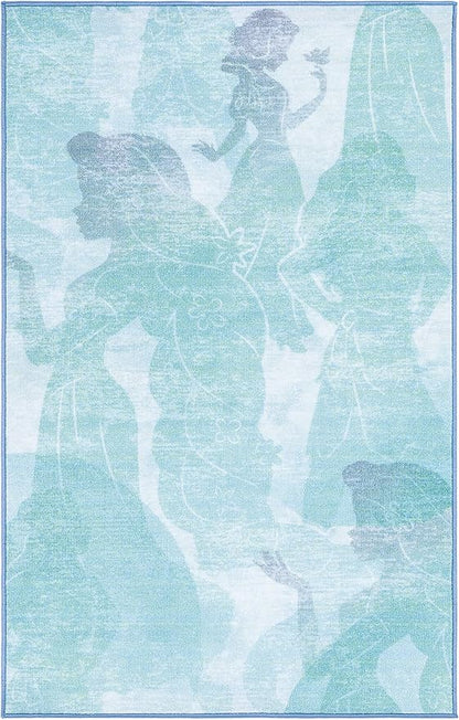 SAFAVIEH Disney Princess Collection Machine Washable Slip Resistant 3' 3" x 5' 3" Light Blue/Turquoise Assurance Kids Bedroom Nursery Playroom Area Rug