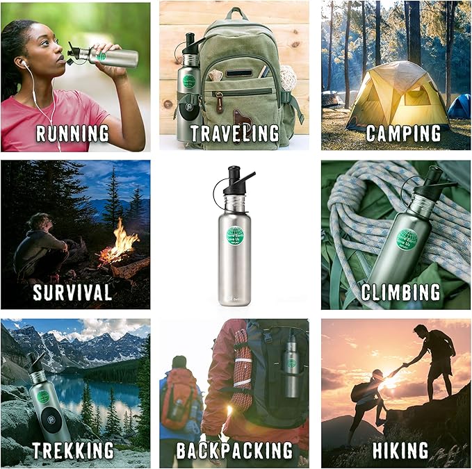 Filter bottle RIPURI Classic 27oz Rhino stainless steel Camping Hiking Backpacking Outdoor Emergency