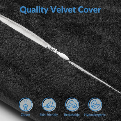 AM AEROMAX 32" King Size Contour Memory Foam Pillow, Neck Pillow for Neck Pain Relief, Neck Orthopedic Sleeping Pillows for Side, Back and Stomach Sleepers(Black,Velvet)