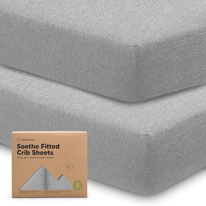 2-Pack Organic Crib Sheets for Boys, Girls - Jersey Fitted Crib Sheet, Baby Crib Sheets Neutral, Crib Mattress Sheet, Cotton Crib Sheets, Breathable Crib Sheet, Baby Mattress Sheets (Storm)