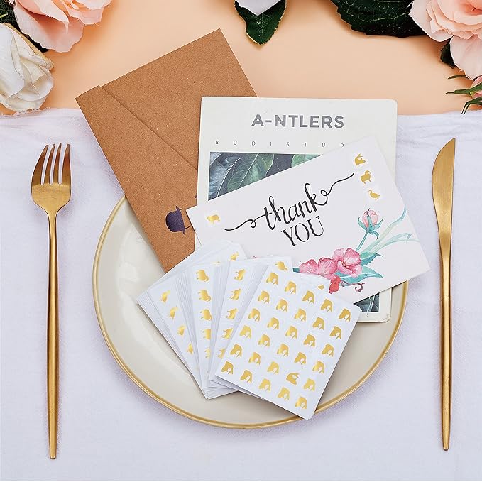 OLYCRAFT 2400pcs 4 Styles Gold Meal Stickers 0.5 Inch Food Choice Sticker Sheep/Cow/Duck/Fish Wedding Meal Indicator Stickers Kitchen Stickers Meal Stickers for Place Card Wedding Party Supplies