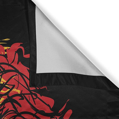 Ambesonne Rasta Long Kitchen Curtains, Ethiopian Flag Colors on Grunge Sketchy Lion Head with Black Backdrop, Two Panels Drapes with Rod Pocket Room Decor, 55" x 45", Pale Lime Green