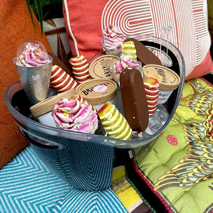 Acrylic Ice Bucket with tongs, Ice Bucket for Parties, Party Supply, Ice Bucket for Cocktail Bar, Champagne Bucket, Tub for Beer, Sparkling Wine, Cocktails, or Ice Cream., Large, Black