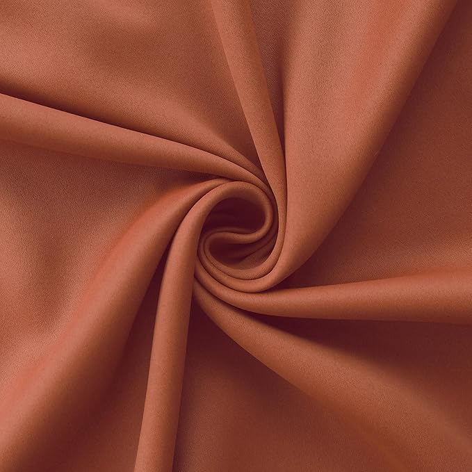Mrs.Naturall Short Curtains for Bedroom Windows,Boho Blackout Cafe Kitchen Curtains 45 Inch Length,Burnt Orange