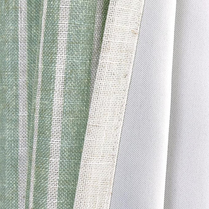 DriftAway Chris Linen Lined Valance Double Layer Thermal Insulated Room Darkening Blackout Valances 3 Inch Rod Pocket Vertical Striped Kitchen Valance for Bathroom 52 Inch by 18 Inch Green