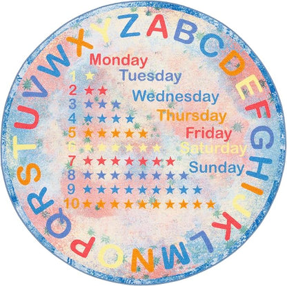 SAFAVIEH Kids Playhouse Collection Area Rug - 5' Round, Blue & Orange, Non-Shedding Machine Washable & Slip Resistant Ideal for High Traffic Areas for Boys & Girls in Playroom, Bedroom (KPH251M)