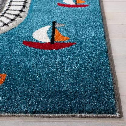 SAFAVIEH Carousel Kids Collection Runner Rug - 2' x 8', Grey & Ivory, Non-Shedding & Easy Care, Ideal for High Traffic Areas for Boys & Girls in Playroom, Nursery, Bedroom (CRK192F)