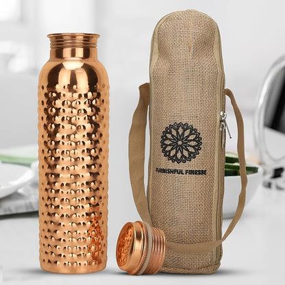Copper Water Bottle For Drinking Black Pure Copper Ayurvedic Water Bottle 1000 ML Leak Proof,Water Bottle for Carrying Bag For for Sports, Gym,Yoga Travel,Water Bottle for Gym,Office,Hiking
