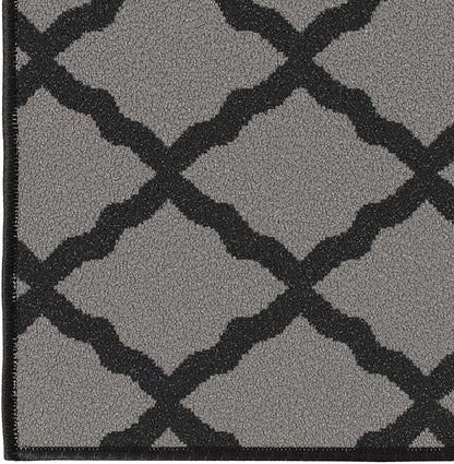 Machine Washable Moroccan Trellis Design Non-Slip Rubberback 2x5 Traditional Indoor Runner Rug for Hallway, Kitchen, Bedroom, Entryway, 20" x 59", Dark Gray