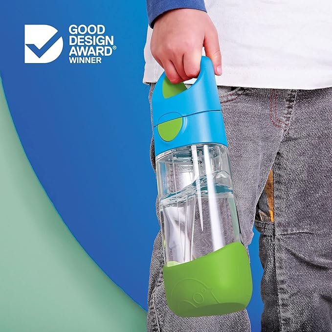 b.box 20oz Tritan Straw Bottle | Large, Modern Water Bottle with Flip Straw for Kids | Spill Proof, BPA Free (Indigo Rose, 20 oz)