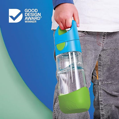 b.box 20oz Tritan Straw Bottle | Large, Modern Water Bottle with Flip Straw for Kids | Spill Proof, BPA Free (Indigo Rose, 20 oz)