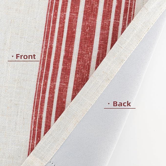 DriftAway Chris Linen Lined Valance Double Layer Thermal Insulated Room Darkening Blackout Valances 3 Inch Rod Pocket Vertical Striped Kitchen Valance for Bathroom 52 Inch by 18 Inch Red
