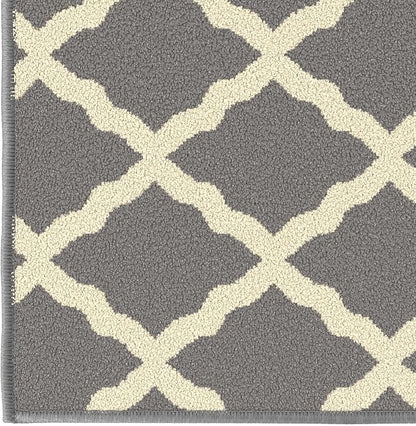 Machine Washable Moroccan Trellis Design Non-Slip Rubberback 3x5 Traditional Indoor Area Rug for Living Room, Bedroom, Kitchen, 3'3" x 5', Gray