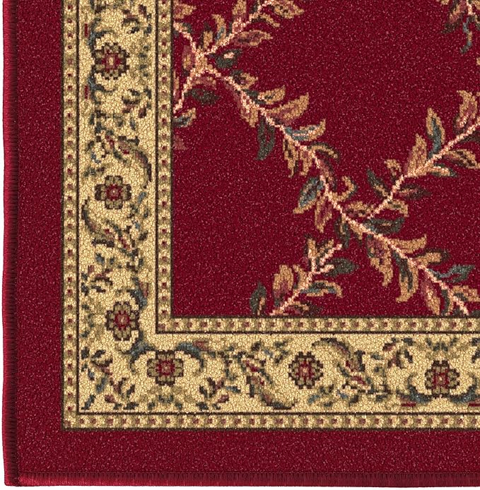 Ottomanson Machine Washable Trellis Design Non-Slip Rubberback 2x7 Modern Runner Rug for Hallway, Kitchen, Living Room, Bedroom, 1'10" x 7', Red Trellis
