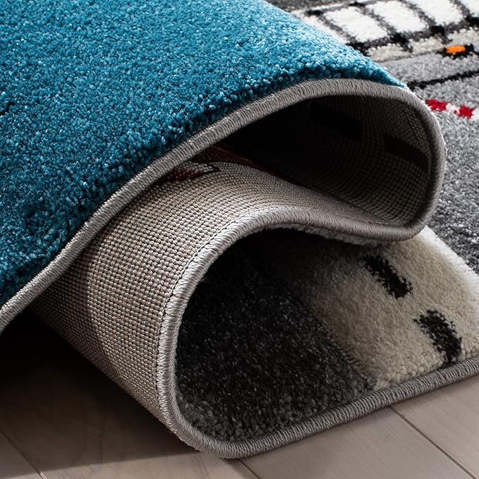 SAFAVIEH Carousel Kids Collection Runner Rug - 2' x 8', Grey & Ivory, Non-Shedding & Easy Care, Ideal for High Traffic Areas for Boys & Girls in Playroom, Nursery, Bedroom (CRK192F)